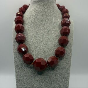 Red Wine Colored Faceted Necklace Graduated Beads